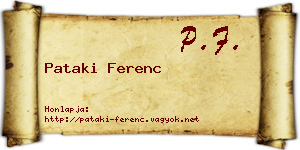 Pataki Ferenc névjegykártya